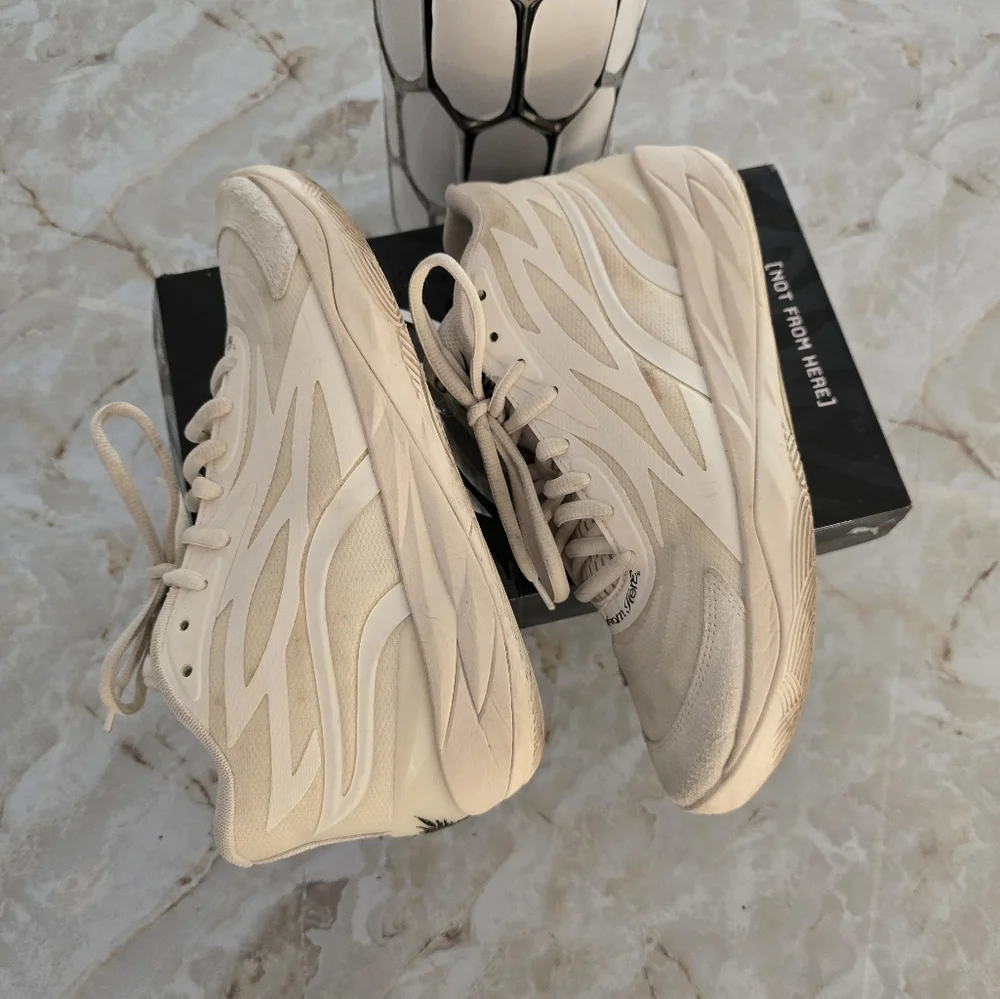 PUMA LAMELO BALL MB02 WHISPERS FROSTED IVORY BLACK SNEAKERS SHOES 9.5 - Picture 4 of 11